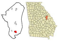 Jefferson County Georgia Incorporated and Unincorporated areas Wadley Highlighted